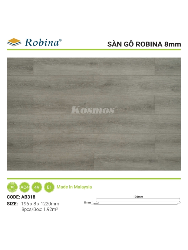 SÀN ROBINA BẢN LỚN 8MM - AB318