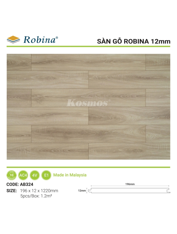 SÀN ROBINA BẢN LỚN 12MM - AB324